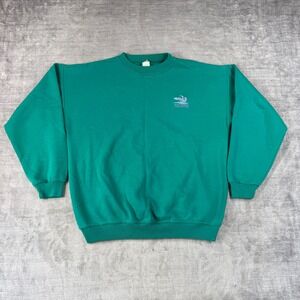 VTG Northern Reflections Sweatshirt Mens Large Green Embroidered Loon Crewneck